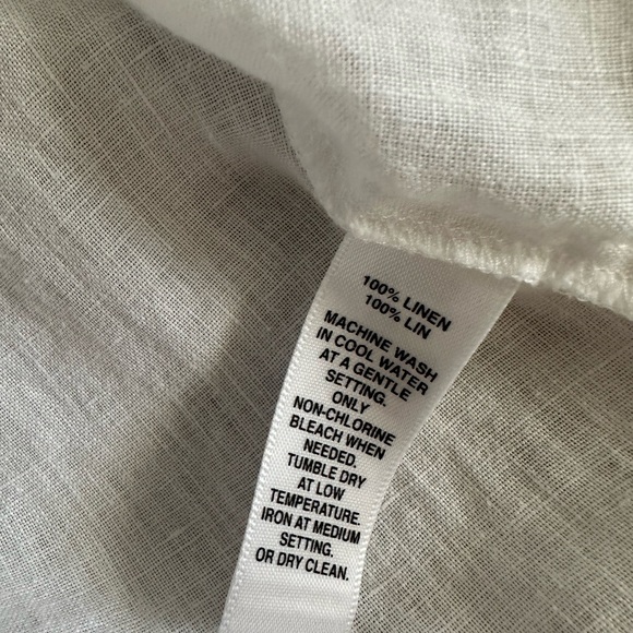 SAKS FIFTH AVENUE White 100% linen Off-Shoulder Blouse - Picture 8 of 9